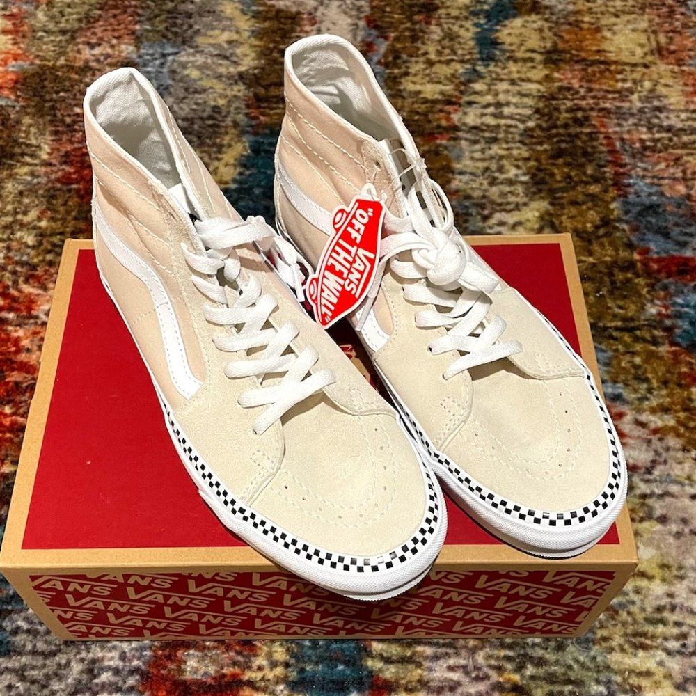 NWT Vans Turtledove Sk8-Hi Tapered Shoes with Checkerboard Foxing W9 M7.5